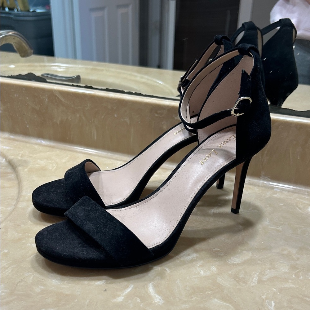 Elegant Black Ankle Strap Heels